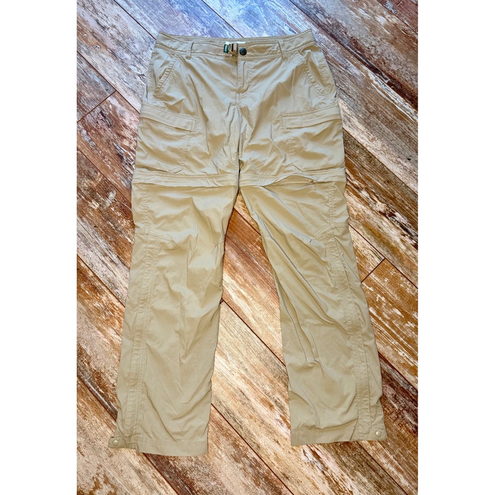 REI Co-op Sahara Womens 4 Petite Convertible Hiking Pants Khaki Zip Off Stretch